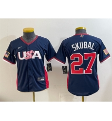 Youth USA Baseball 27 Tarik Skubal Navy 2026 World Baseball Classic Stadium Stitched Baseball Jersey Youth USA Baseball 27 Tarik Skubal Navy 2026 World Baseball Classic Stadium Stitched Baseball Jersey