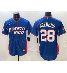 Men Puerto Rico Baseball 28 Nolan Arenado Royal 2026 World Baseball Classic Road Stadium Stitched Jersey Men Puerto Rico Baseball 28 Nolan Arenado Royal 2026 World Baseball Classic Road Stadium Stitched Jersey