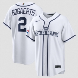 Men Netherlands Baseball  2 Xander Bogaerts White 2026 World Baseball Classic Home Stadium Stitched Jersey
