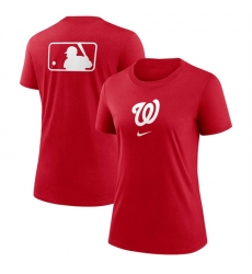 Women Washington Nationals Red Early Work Tri Blend Dri FIT T Shirt Women Washington Nationals Red Early Work Tri Blend Dri FIT T Shirt