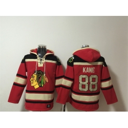 Men Chicago Blackhawks  88 Patrick Kane Red Lace Up Pullover Hoodie